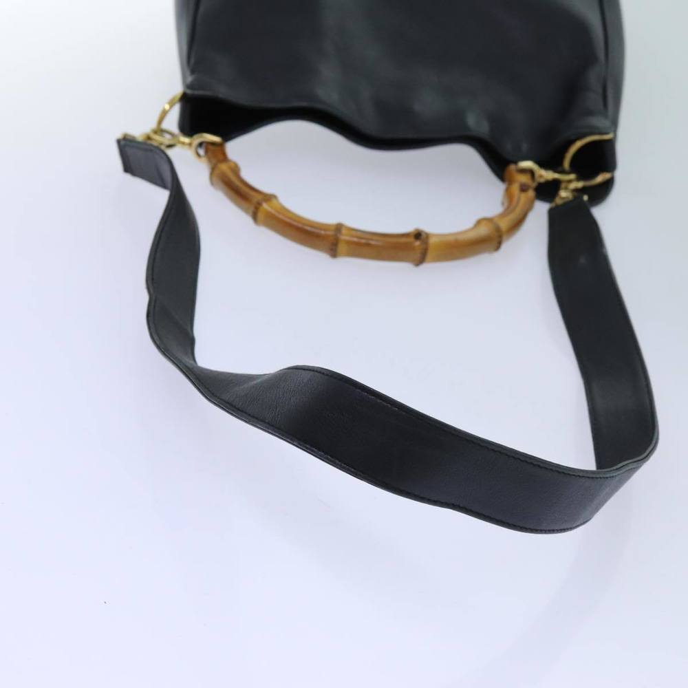 GUCCI Bamboo Shoulder Bag Leather 2way Black Auth 70623 - Picture 7 of 16